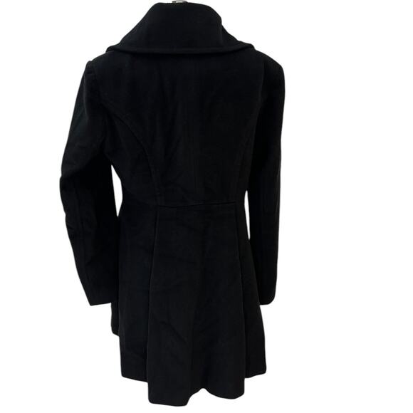 BCBGeneration Classic Black Wool Blend Winter Pea Coat SZ LARGE - Picture 2 of 14